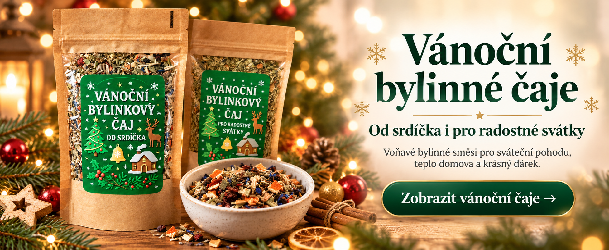 Vánoční bylinné čaje BIOKADO – Od srdíčka a Pro radostné svátky